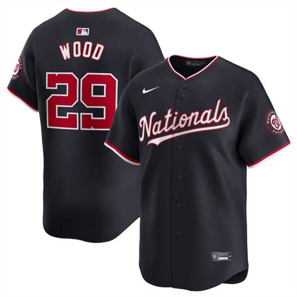 Mens Washington Nationals #29 James Wood Navy 2024 Alternate Limited Stitched Baseball Jersey Dzhi->washington nationals->MLB Jersey